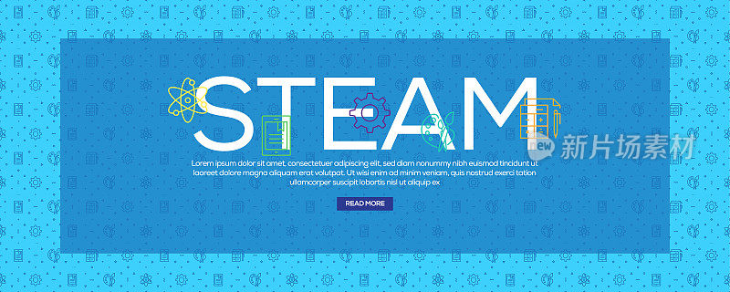 STEAM Education Seamless Pattern and Web Banner Design